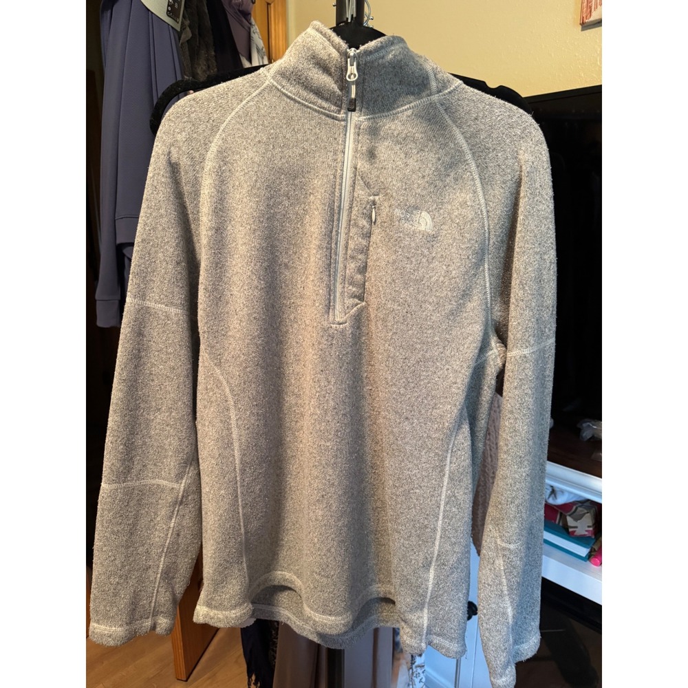 The North Face Gordon Lyons Quarter Zip Fleece Pullover Gray Mens XL Sweater